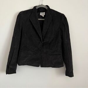 Vintage 80s Odyssey Made in Japan Black Gray Corduroy Blazer Jacket-Size 13/14